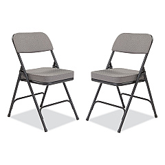 NPS 3200 Series Fabric Dual-Hinge Folding Chair, Supports Up to 300 lb, Charcoal Seat, Charocoal Back, Black Base, 2/Carton (NPS3212)