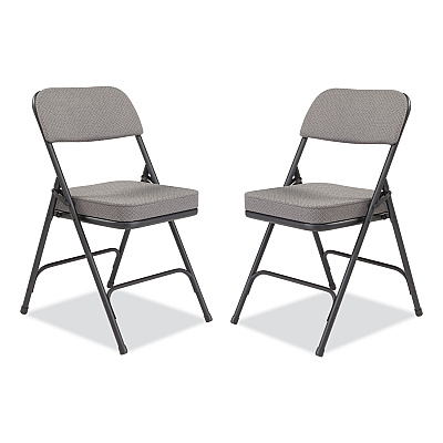 NPS 3200 Series Fabric Dual-Hinge Folding Chair, Supports Up to 300 lb, Charcoal Seat, Charocoal Back, Black Base, 2/Carton (NPS3212)