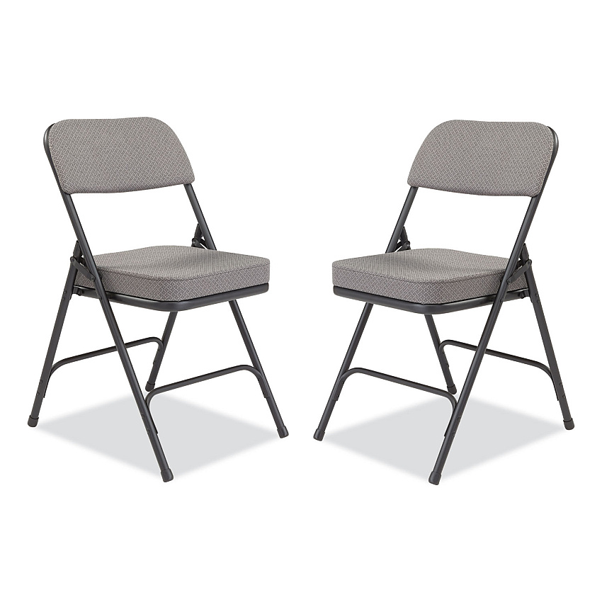 NPS 3200 Series Fabric Dual-Hinge Folding Chair, Supports Up to 300 lb, Charcoal Seat, Charocoal Back, Black Base, 2/Carton (NPS3212)