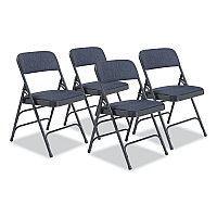 NPS 2300 Series Deluxe Fabric Upholstered Triple Brace Folding Chair, Supports Up to 500 lb, Imperial Blue, 4/Carton (NPS2304)
