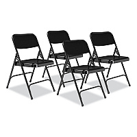 NPS 200 Series Premium All-Steel Double Hinge Folding Chair, Supports Up to 500 lb, 17.25" Seat Height, Black, 4/Carton (NPS210)