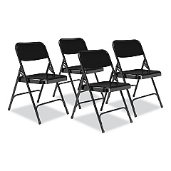 NPS 200 Series Premium All-Steel Double Hinge Folding Chair, Supports Up to 500 lb, 17.25" Seat Height, Black, 4/Carton (NPS210)