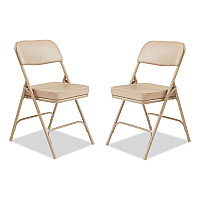 NPS 3200 Series 2" Vinyl Upholstered Double Hinge Folding Chair, Supports Up to 300lb, 18.5" Seat Height, Beige, 2/Carton (NPS3201)