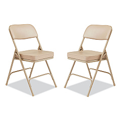 NPS 3200 Series 2" Vinyl Upholstered Double Hinge Folding Chair, Supports Up to 300lb, 18.5" Seat Height, Beige, 2/Carton (NPS3201)