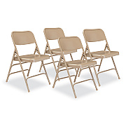 NPS 300 Series Deluxe All-Steel Triple Brace Folding Chair, Supports Up to 480 lb, 17.25" Seat Height, Beige, 4/Carton (NPS301)