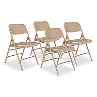 NPS 300 Series Deluxe All-Steel Triple Brace Folding Chair, Supports Up to 480 lb, 17.25" Seat Height, Beige, 4/Carton (NPS301)
