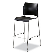 NPS Cafetorium Bar Height Stool, Supports Up to 500 lb, 31" Seat Height, Black Seat, Black Back, Chrome Base (NPS8810B1110)