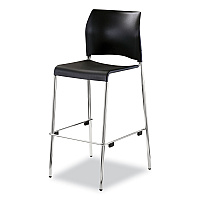 NPS Cafetorium Bar Height Stool, Supports Up to 500 lb, 31" Seat Height, Black Seat, Black Back, Chrome Base (NPS8810B1110)