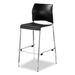 NPS Cafetorium Bar Height Stool, Supports Up to 500 lb, 31" Seat Height, Black Seat, Black Back, Chrome Base (NPS8810B1110)