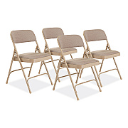 NPS 2200 Series Deluxe Fabric Upholstered Dual-Hinge Premium Folding Chair, Supports Up to 500 lb, Cafe Beige, 4/Carton (NPS2201)
