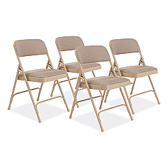 NPS 2200 Series Deluxe Fabric Upholstered Dual-Hinge Premium Folding Chair, Supports Up to 500 lb, Cafe Beige, 4/Carton (NPS2201)