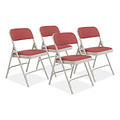 NPS 2200 Series Fabric Dual-Hinge Premium Folding Chair, Supports Up to 500 lb, Cabernet Seat, Cabernet Back, Gray Base, 4/Carton (NPS2208)