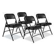 NPS 1200 Series Premium Vinyl Dual-Hinge Folding Chair, Supports Up to 500 lb, 17.75" Seat Height, Caviar Black, 4/Carton (NPS1210)