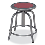 NPS 6800 Series Height Adjustable Metal Seat Swivel Stool, Supports Up to 300 lb, 18" to 24" Seat Height, Burgundy Seat/Gray Base (NPS681802)