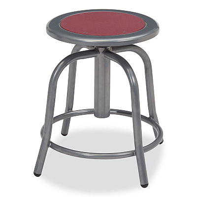 NPS 6800 Series Height Adjustable Metal Seat Swivel Stool, Supports Up to 300 lb, 18" to 24" Seat Height, Burgundy Seat/Gray Base (NPS681802)