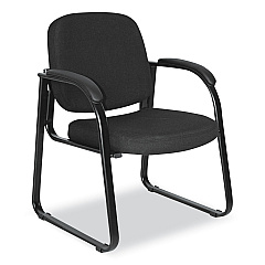 Alera Genaro Series Fabric Half-Back Sled Base Guest Chair, 25" x 24.80" x 33.66", Black Seat, Black Back, Black Base (ALERL43C11)