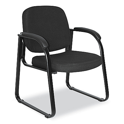 Alera Genaro Series Fabric Half-Back Sled Base Guest Chair, 25" x 24.80" x 33.66", Black Seat, Black Back, Black Base (ALERL43C11)