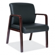 Alera Reception Lounge WL Series Guest Chair, 24.21" x 24.8" x 32.67", Black Seat, Black Back, Mahogany Base (RL4319M)