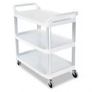 Rubbermaid Commercial Xtra Utility Cart with Open Sides, Plastic, 3 Shelves, 300 lb Capacity, 40.63" x 20" x 37.81", Off-White (409100CM)