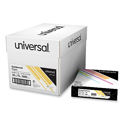 Universal Deluxe Colored Paper, 20 lb Bond Weight, 8.5 x 11, Goldenrod, 500 Sheets/Ream, 10 Reams/Carton (UNV11205CT)