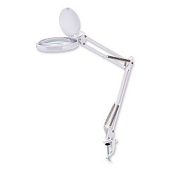 BLACK+DECKER PureOptics LED Magnifying Dimmable Desk Lamp with Clamp Mount, 17" High, White (VLED600)