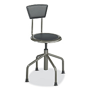 Safco Diesel Low Base Stool with Back, Supports Up to 250 lb, 16" to 22" Seat Height, Black Seat, Black Back, Pewter Base (SAF6668)
