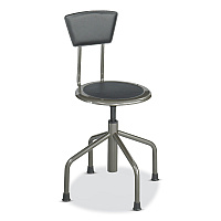 Safco Diesel Low Base Stool with Back, Supports Up to 250 lb, 16" to 22" Seat Height, Black Seat, Black Back, Pewter Base (SAF6668)