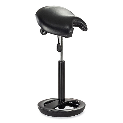 Safco Twixt Extended-Height Saddle Seat Stool, Backless, Supports Up to 300 lb, 22.9" to 32.7" Seat Height, Black Seat (SAF3006BV)