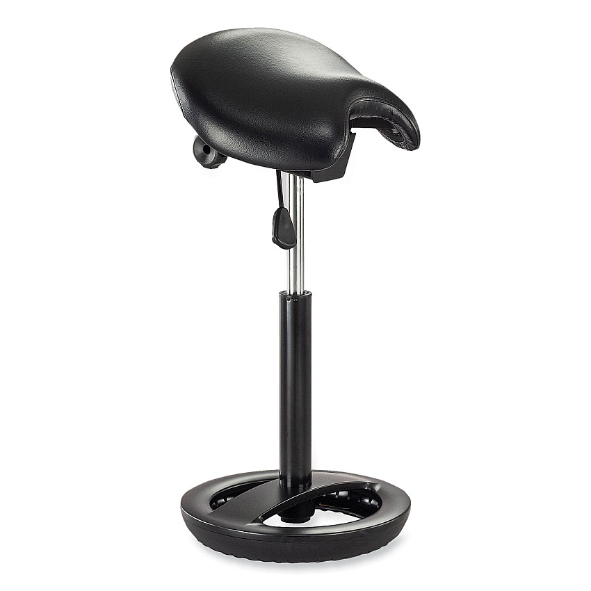 Safco Twixt Extended-Height Saddle Seat Stool, Backless, Supports Up to 300 lb, 22.9" to 32.7" Seat Height, Black Seat (SAF3006BV)