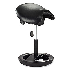 Safco Twixt Sitting-Height Saddle Seat Stool, Backless, Supports Up to 300 lb, 19" to 24" Seat Height, Black Seat, Black Base (SAF3005BV)