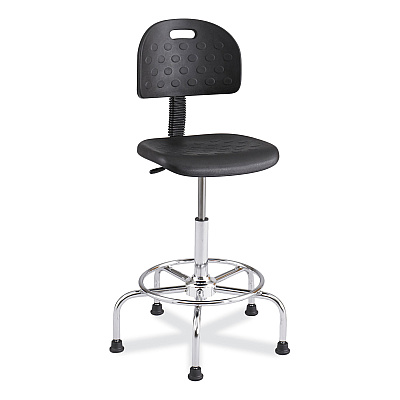 Safco Workfit Economy Industrial Chair, Supports Up to 400 lb, 22" to 30" Seat Height,  Black Seat, Black Back, Silver Base (SAF6950BL)
