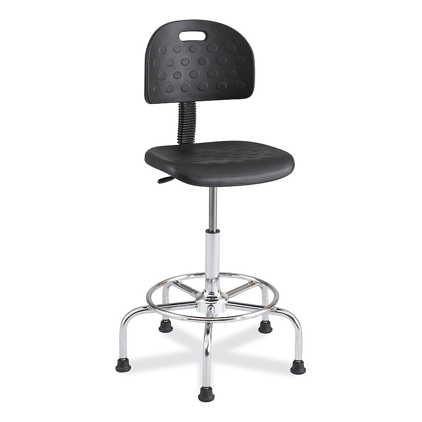 Safco Workfit Economy Industrial Chair, Supports Up to 400 lb, 22" to 30" Seat Height,  Black Seat, Black Back, Silver Base (SAF6950BL)