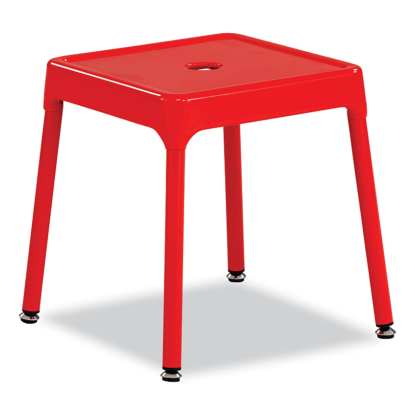 Safco Steel Guest Stool, Backless, Supports Up to 275 lb, 15" to 15.5" Seat Height, Red Seat, Red Base (SAF6603RD)