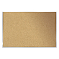 Ghent Aluminum-Frame Natural Corkboard, 96.5 x 48.5, Tan Surface, Satin Aluminum Frame (GHEAK48)