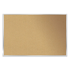 Ghent Aluminum-Frame Natural Corkboard, 96.5 x 48.5, Tan Surface, Satin Aluminum Frame (GHEAK48)