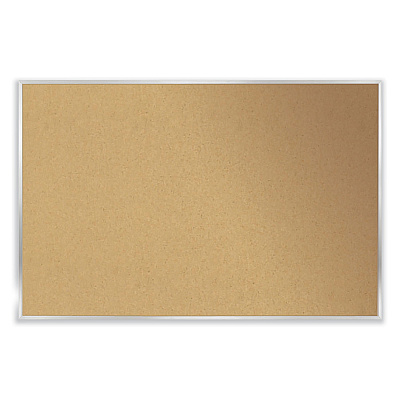Ghent Aluminum-Frame Natural Corkboard, 96.5 x 48.5, Tan Surface, Satin Aluminum Frame (GHEAK48)