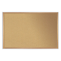 Ghent Natural Cork Bulletin Board with Frame, 36 x 24, Tan Surface, Natural Oak Frame (GHE14231)