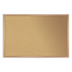 Ghent Natural Cork Bulletin Board with Frame, 36 x 24, Tan Surface, Natural Oak Frame (GHE14231)