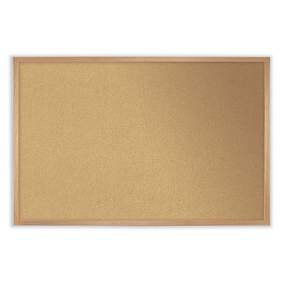 Ghent Natural Cork Bulletin Board with Frame, 36 x 24, Tan Surface, Natural Oak Frame (GHE14231)