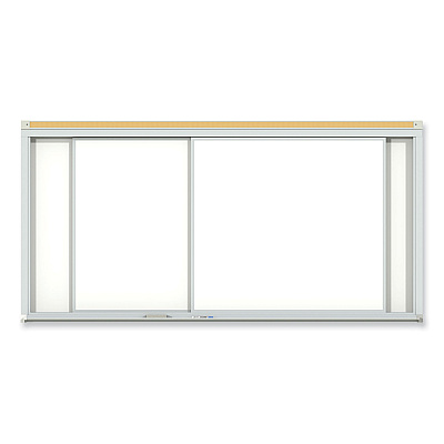 Ghent Horizontal Sliding Porcelain Magnetic Whiteboard, 144 x 48, White Surface, Satin Aluminum Frame (GHEHSM2412)