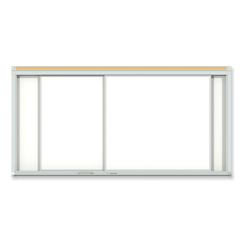 Ghent Horizontal Sliding Porcelain Magnetic Whiteboard, 144 x 48, White Surface, Satin Aluminum Frame (GHEHSM2412)