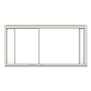 Ghent Horizontal Sliding Porcelain Magnetic Whiteboard, 96 x 48, White Surface, Satin Aluminum Frame (GHEHSM248)