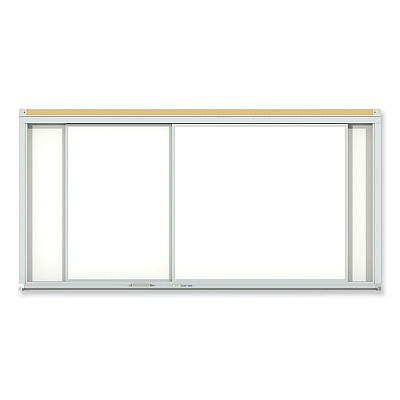 Ghent Horizontal Sliding Porcelain Magnetic Whiteboard, 96 x 48, White Surface, Satin Aluminum Frame (GHEHSM248)