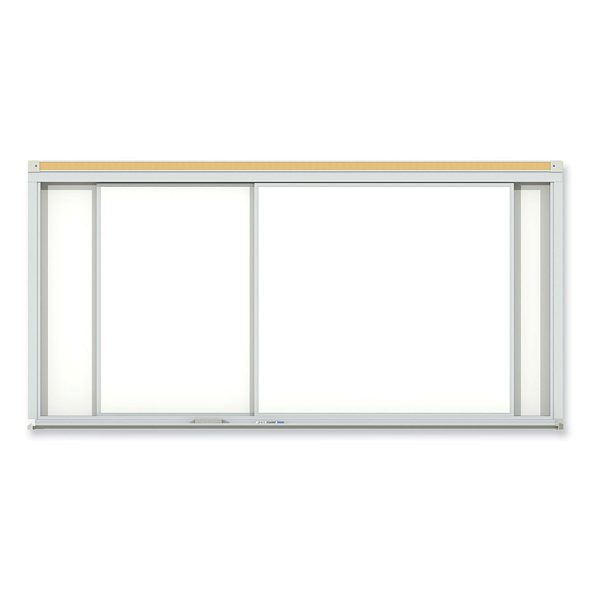 Ghent Horizontal Sliding Porcelain Magnetic Whiteboard, 96 x 48, White Surface, Satin Aluminum Frame (GHEHSM248)