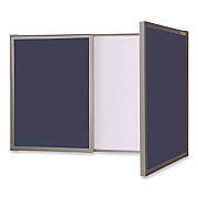 Ghent VisuALL PC Whiteboard Cabinet, Blue Fabric Bulletin Board Exterior Doors, 36 x 24, Aluminum Frame (GHE41301)