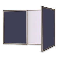 Ghent VisuALL PC Whiteboard Cabinet, Blue Fabric Bulletin Board Exterior Doors, 36 x 24, Aluminum Frame (GHE41301)