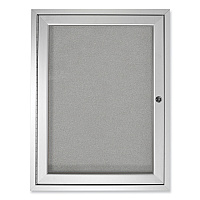 Ghent 1 Door Enclosed Vinyl Bulletin Board with Satin Aluminum Frame, 24 x 36, Silver Surface (GHEPA13624VX193)