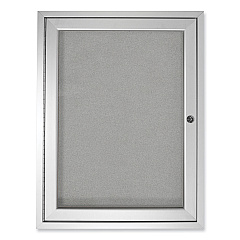 Ghent 1 Door Enclosed Vinyl Bulletin Board with Satin Aluminum Frame, 24 x 36, Silver Surface (GHEPA13624VX193)