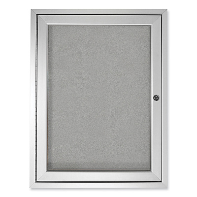 Ghent 1 Door Enclosed Vinyl Bulletin Board with Satin Aluminum Frame, 24 x 36, Silver Surface (GHEPA13624VX193)