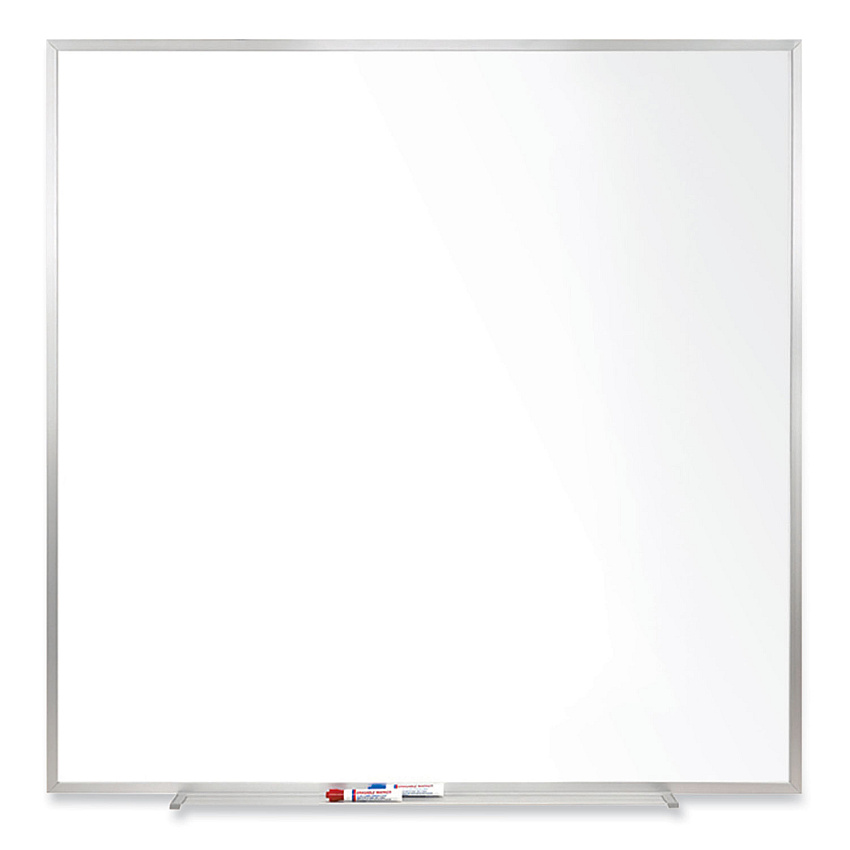Ghent Magnetic Porcelain Whiteboard with Satin Aluminum Frame, 48.5 x 48.5, White Surface (GHEM1444)